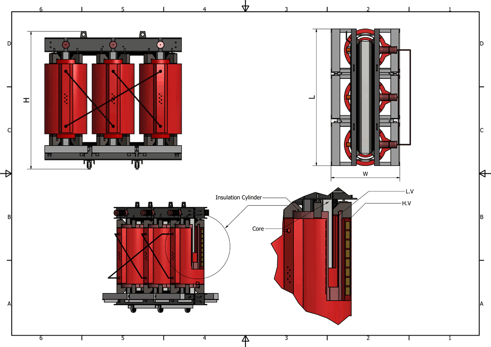 internal of cast resin dry type transformer
